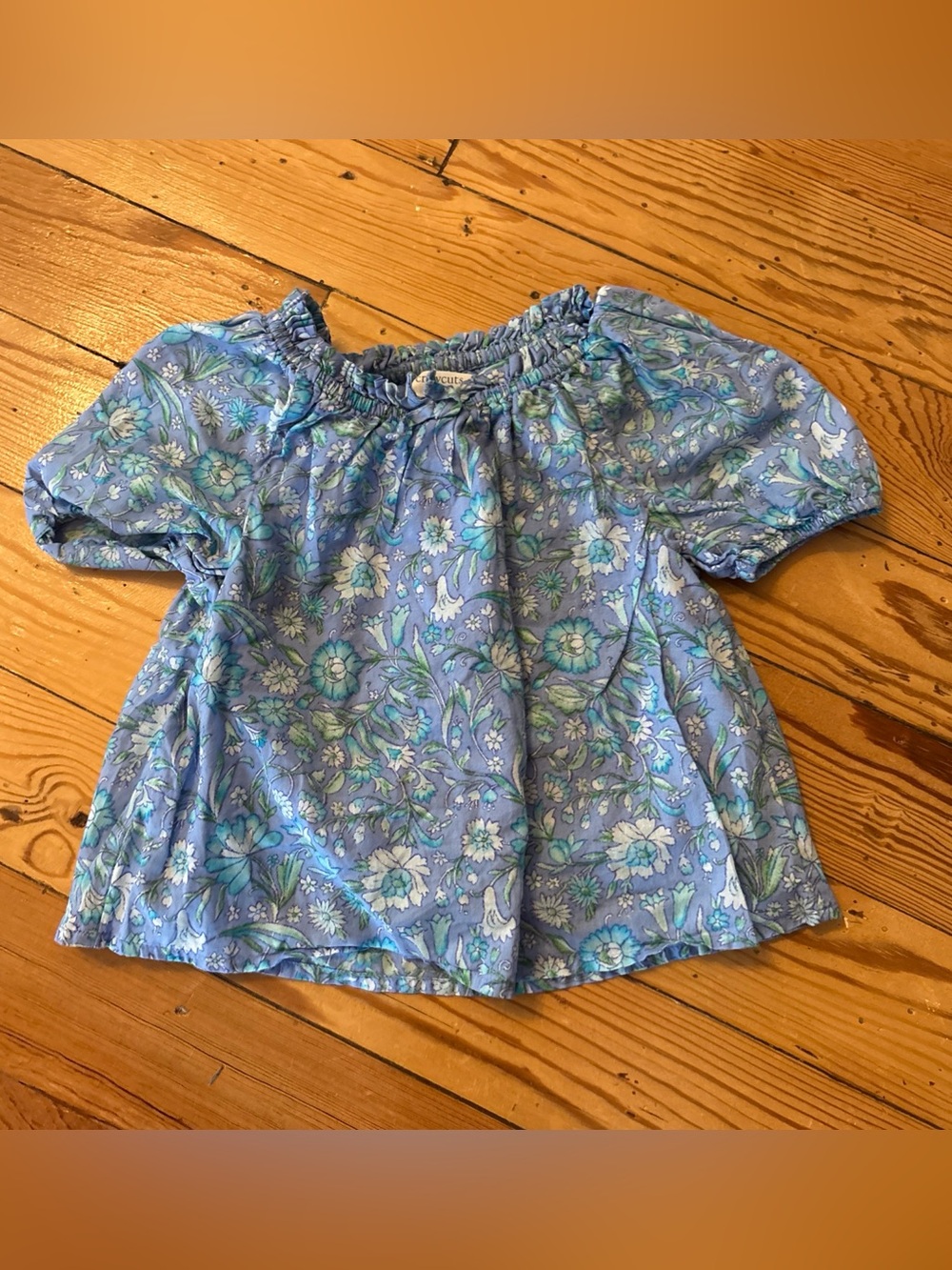 J.Crew Crewcuts Girls Pink Floral Cotton Ruffle Short Sleeve Blouse XXS